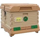 Apimaye Ergo Insulated 10 Frame Bee Hive Set [NO Frames Included] (Single Hive, Tan Body Green Entrance)