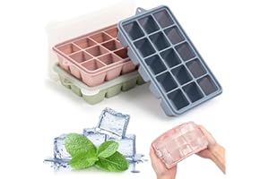 3Pcs Silicone Ice Cube Trays with Lids, Easy Release 15 Cubes Ice Trays, Reusable and BPA Free Ice Cube Molds for Whiskey, Co