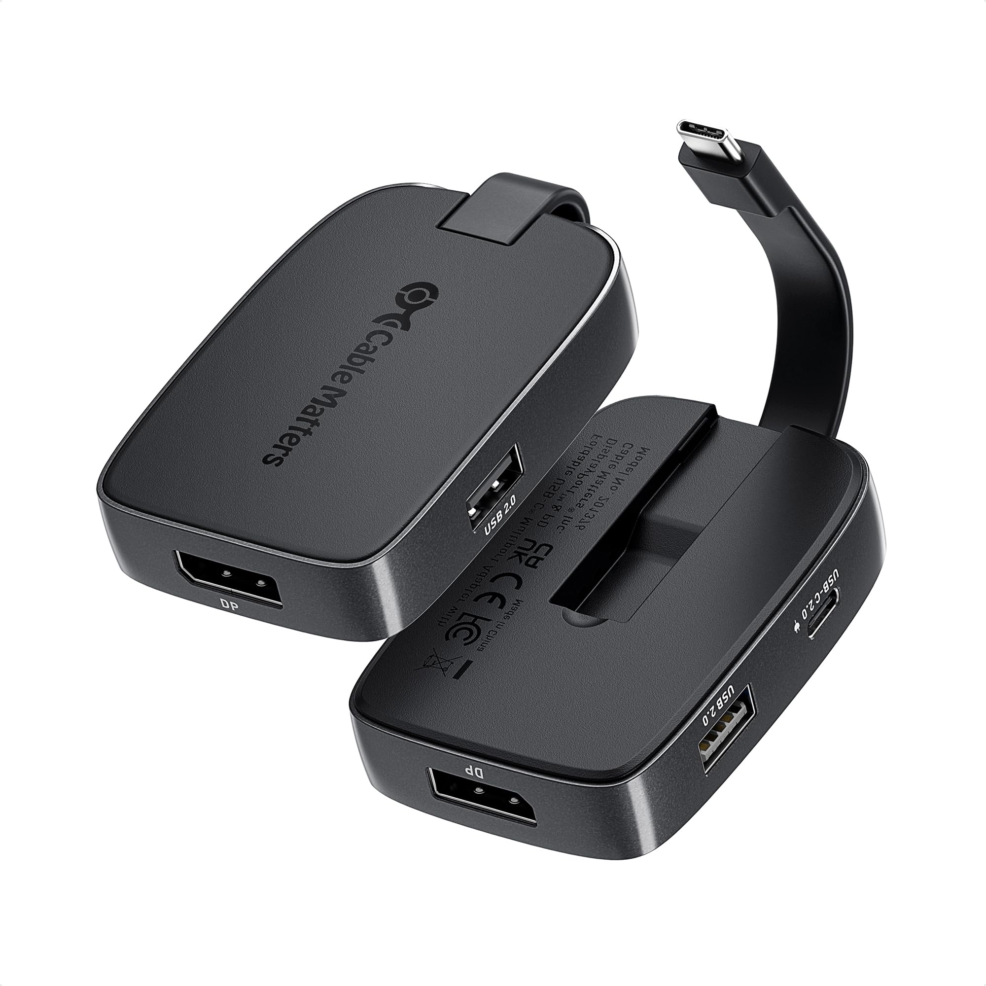 Cable Matters Foldable USB C Hub DisplayPort 1.4 with 4K 144Hz/8K 60Hz & HDR, 2x USB 1x USB-C, 100w Host Charging in Black, Compatible with Thunderbolt 4/USB4, MacBook Pro, iPad Pro, XPS Surface Pro