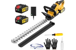 GISAM 22''Hedge Trimmer Cordless,21V Electric Handheld Bush Clipper with 2 Pack 4000mAh Rechargeable Batteries,3200RPM 180°Rotatable Head,3/4''Blade Gap,Lightweight & Compact Trimmer