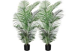 Fopamtri Fake Majesty Palm Plant 4 Feet Artificial Majestic Palm Faux Ravenea Rivularis in Pot for Indoor Outdoor Home Office
