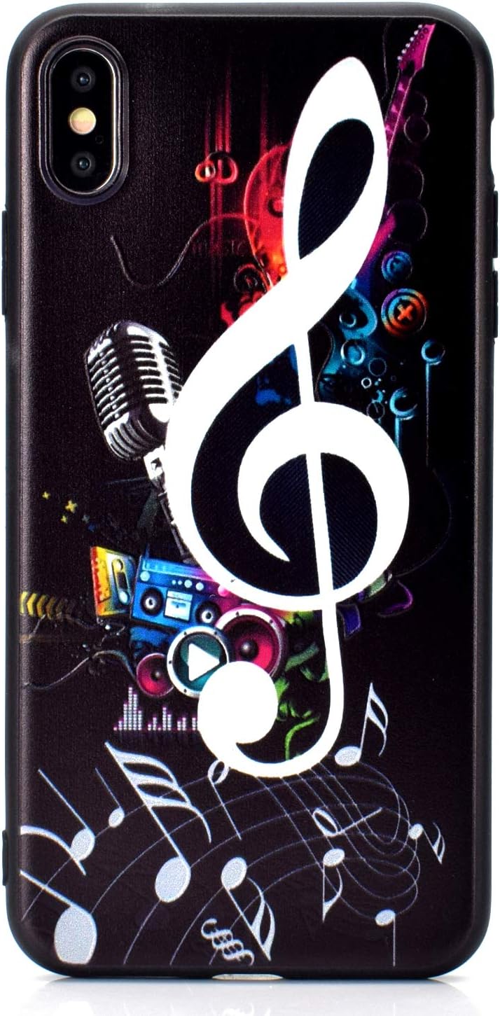 Tiga Shopping Iphone XS Max Case - The New Ultra Thin Soft TPU Silicone Case Painted 3D Relief Pattern Protection Back Cover for Iphone XS Max(musical note)
