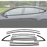Black Window Trim Chrome Delete for Tesla Model 3 2017-2025 Blackout Kit | Stainless Steel, Glossy Black 10pcs,Strong Adhesive,Easy Installation