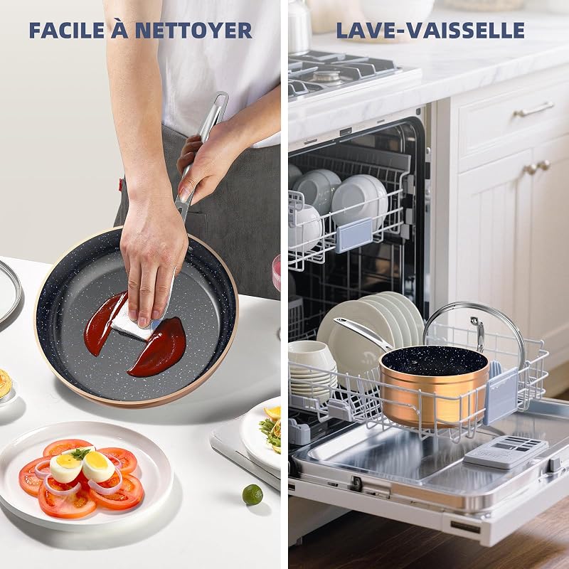 Batterie de Cuisine 12 Pièces, Céramique Duralon, Cuivre, Sans PFAS — photo 8 sur 8