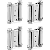 QWORK Heavy Duty Cafe Saloon Bars Door Swing Hinges, 4 Pack 3" Stainless Steel Self Closing Swing Hinges, Double Action Spring Door Hinges