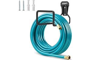 BAKEWAY Garden Hose Holder Wall Mount - Metal Hose Hanger Water Hose Holders for Outside, Heavy Duty Hose Hook Hose Reel for Water Hose, Expandable Hose, Extension Hose, 100 FT