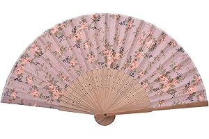 SALUTTO Folding Hand Fan Transparent Hand Fans Chiffon with Beautiful Fabric For Party Wedding Gift Chiffon