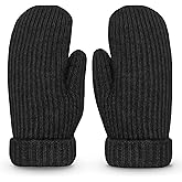 Whiteleopard Men's Winter Gloves Warm Lining Elastic Cuff - Knit Stretchy Cold Weather Warm Knit Thick Gloves Mittens