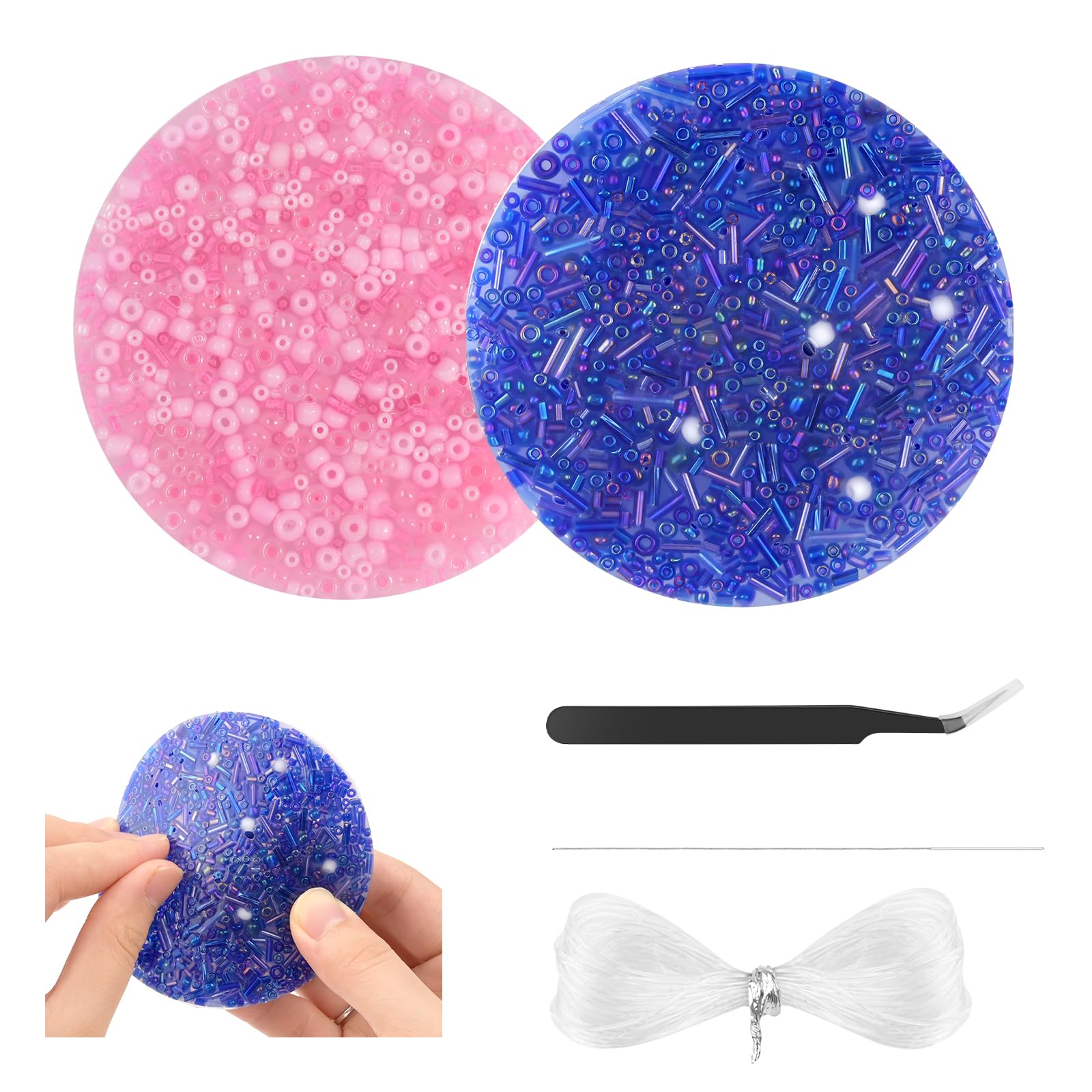 BOUBONI Picking Pad 2 Pack Skin Picking Fidget Toys Sensory Pick Pads Toy for ADHD Dermatillomania Trichotillomania Anxiety Stress Relief for Adults and Kids (Blue Pink)