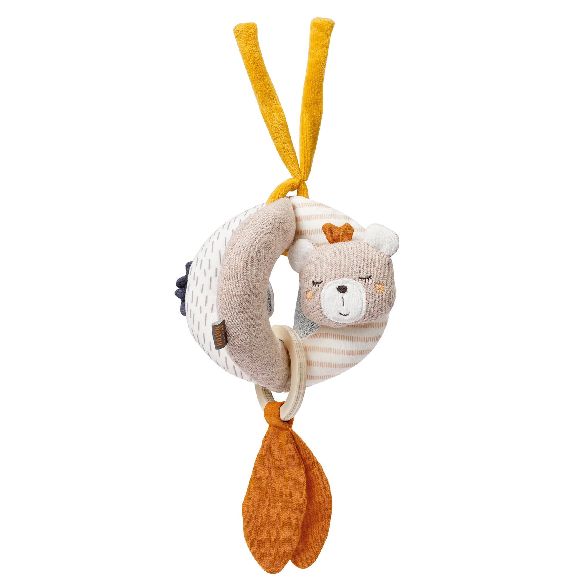 Fehn 052312 Grab Ball Donkey & Teddy Nature - Motor Skills Play Ball with Rattle for Throwing, Gripping, Rolling - Promotes Babies Motor Skills - for Baby and Toddlers from 0+ Months, Multicoloured