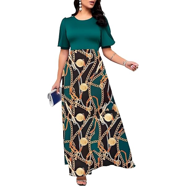 knee length dresses for ladies Boho Maxi Dress with Long Sleeves main image 1