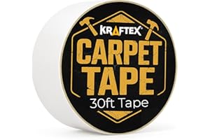 Kraftex Double Sided Carpet Tape Heavy Duty for Area Rugs, Tile Floors [30ft/10Yrd, 1.88"] Rug Gripper Tape with Strong Adhesive 2 Sided for Concrete, Outdoors, Indoors, Laminate, Hardwood, Runners