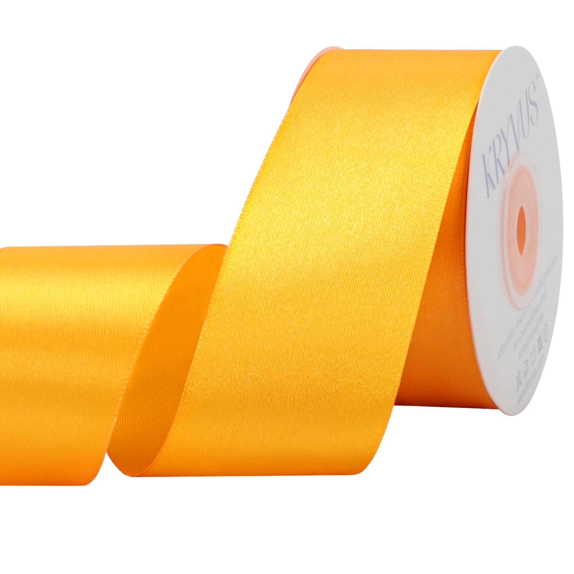Kryvus Yellow Satin Ribbon, 38mm x 22M Single Face Yellow Ribbon, Solid Color Satin Ribbon Perfect for Gift Wrapping, Crafts, Bow Making, Sewing and Wedding Decorations