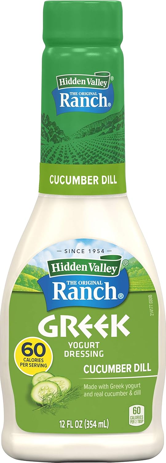 Hidden Valley Greek Yogurt Cucumber Dill Salad Dressing & Topping, Gluten Free - 12 Ounce Bottle (Package May Vary)