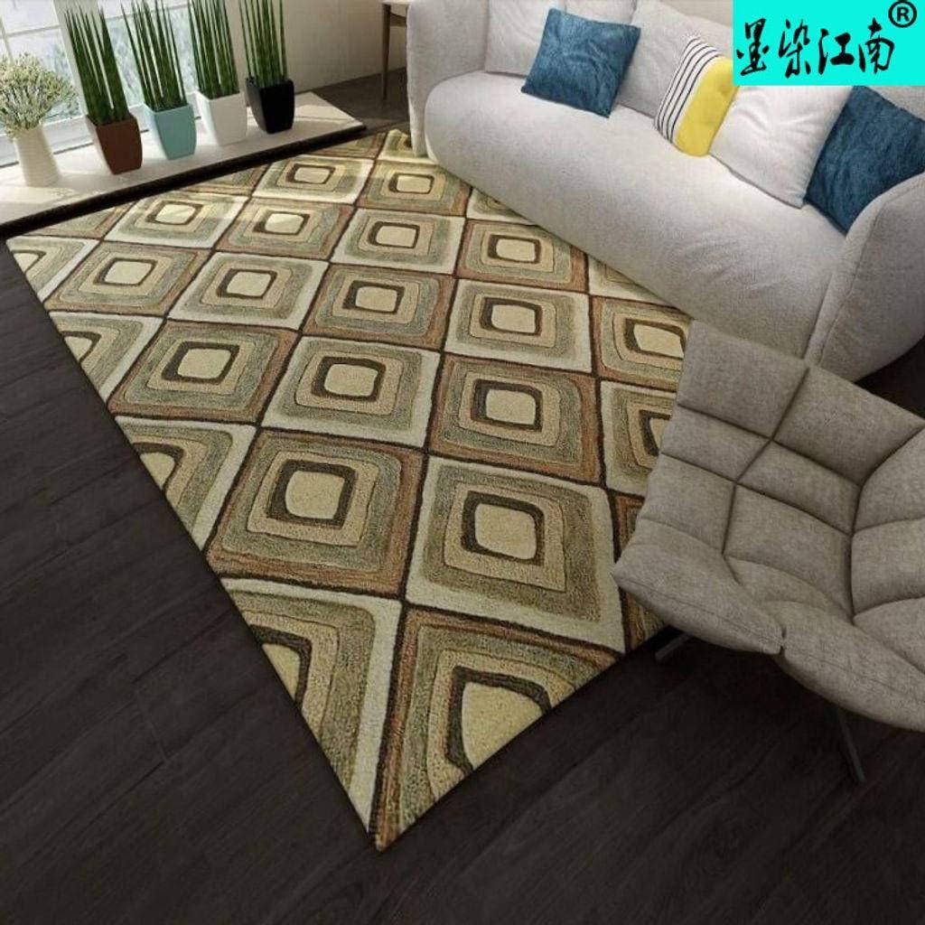 Lattice Rug Fleece Living Room Area Rugs, Washable Non-Slip Soft Creative Carpets for Home Bedroom Couch Chair Floor Rectangle Doormat Cozy-BE-300×400cm