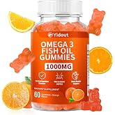 Yidout Omega 3 Fish Oil Gummies, Heart Brain &amp; Joint Wellness Support, Orange 60 Count