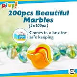 SOL Traditional Glass Marbles 200pk Cat’s Eye Assorted Colours Kids Toys view 4
