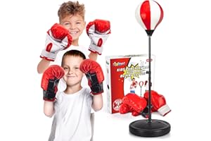 ShyLizard Punching Bag for Kids Included 2 Pack Boxing Gloves, Boxing Toy Sets with Height Adjustable Stand for Boys, Sports Gifts for Boys & Girls Age 5,6,7,8,9,10 Years Old