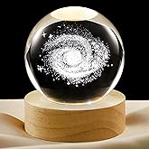 YANFEYHA 3D Galaxy Crystal Ball Lamp with Dimmable LED and Wooden Base, Night Light for Kids Teens Adults, Home Desk Office Bedroom Decor, Birthday Gift (2.4”/ 6cm)