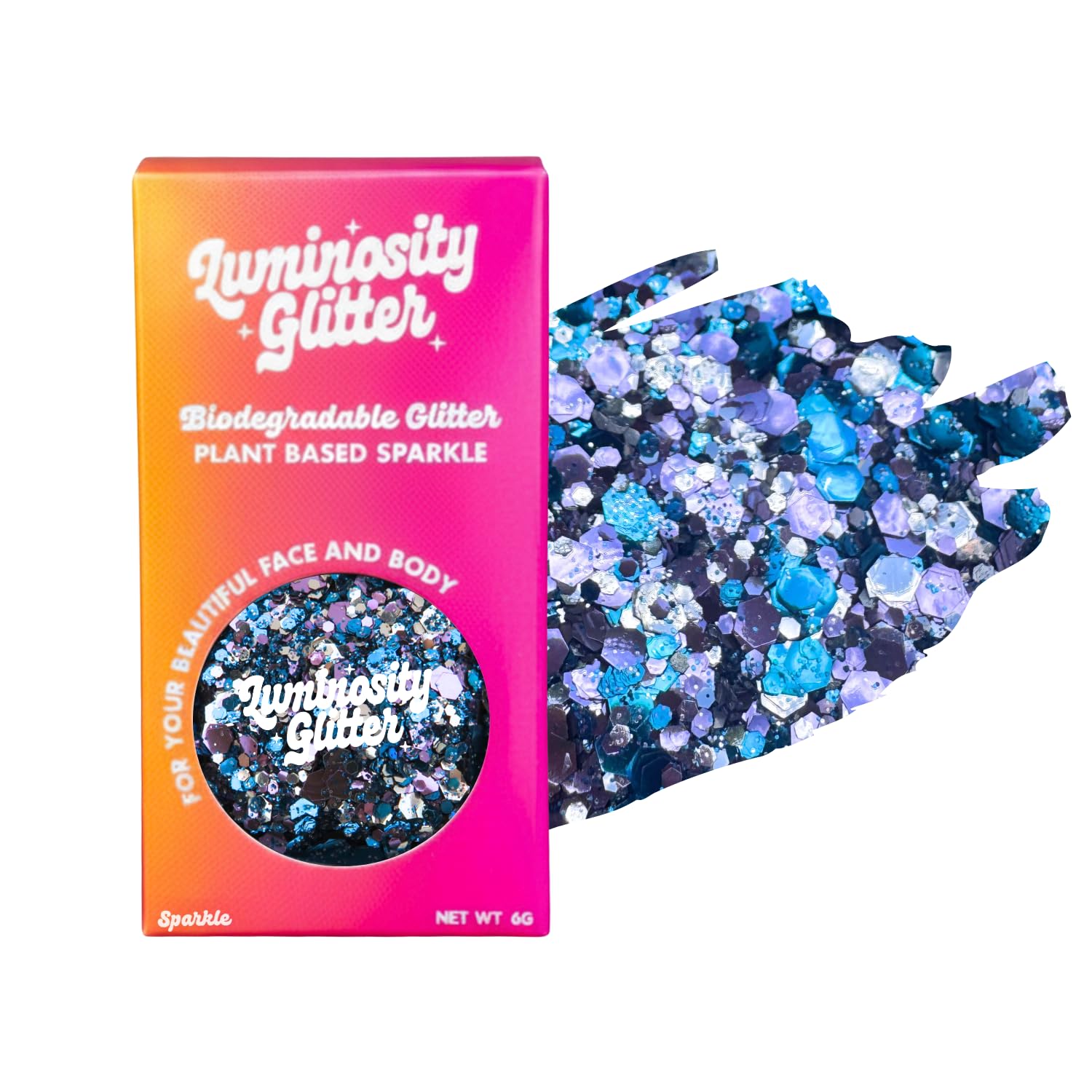 Biodegradable Glitter for Face and Body - Glitter Makeup - Loose Festive Glitter in a 6g Pot - Glam Vamp