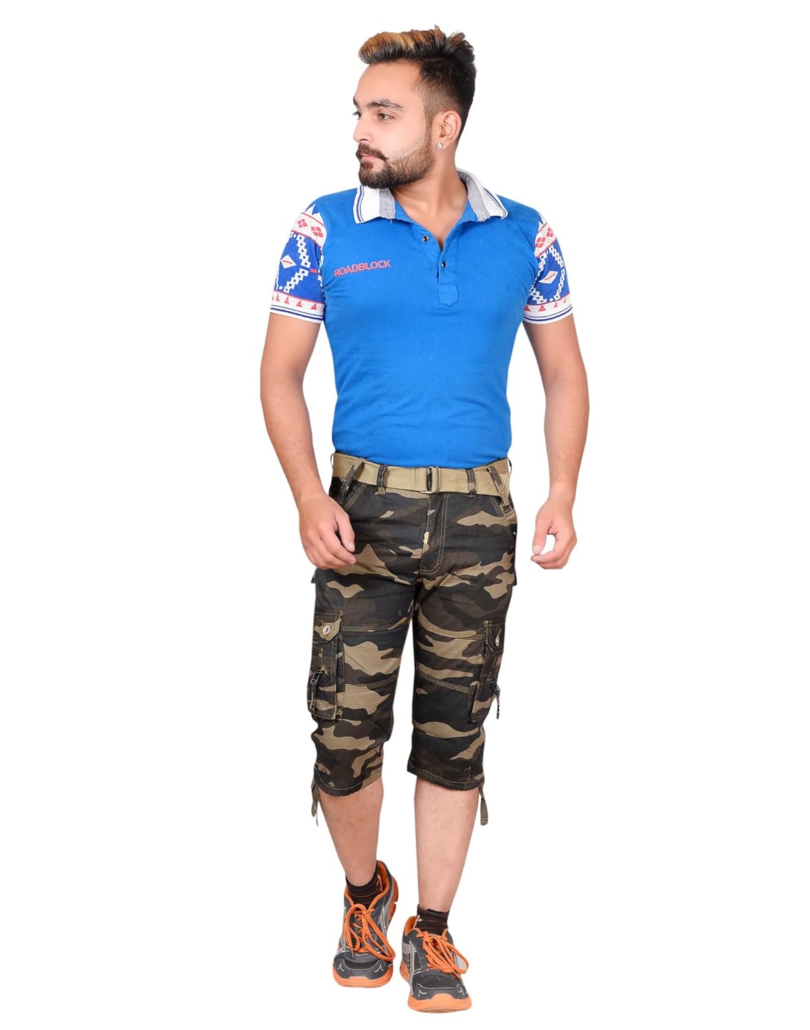 krystle men's army cotton 3/4th shorts| capri