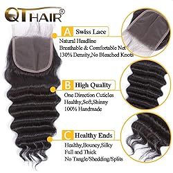 QTHAIR 14A loose Deep Wave Bundles with Closure for