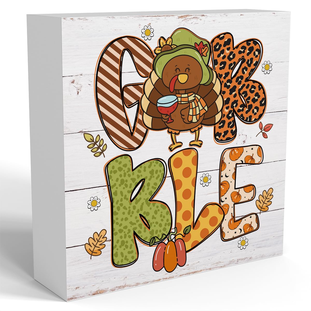 Photo 1 of Thanksgiving Decorations Fall Decorations for Indoor Home Thanksgiving Cobble Turkey Table Decor Vintage Farmhouse Fall Halloween Christmas Wooden Box Sign Gift for Party Kitchen Living Room Office