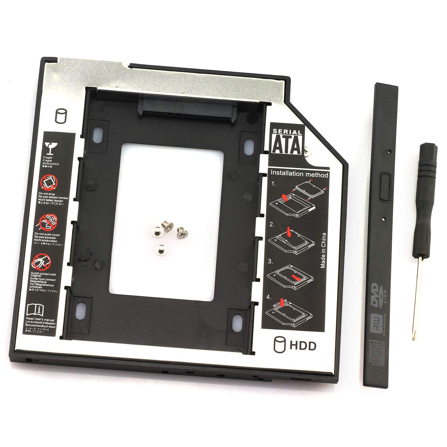 TOTOT 1pc 9.5mm Hard Drive Mounting Bracket HDD SSD Caddy Adapter SATA