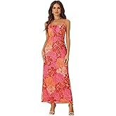Allegra K Boho Floral Dresses for Women's Sleeveless Spaghetti Strap Maxi Dress