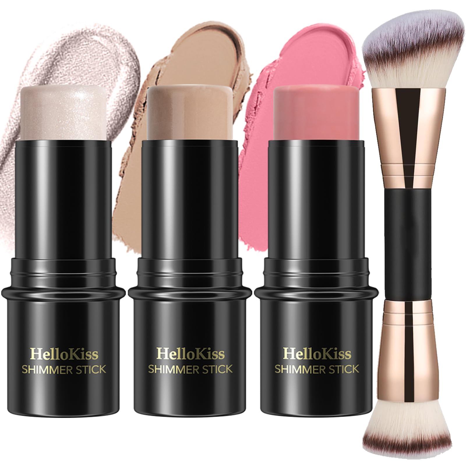 3 Pcs Cream Contour Stick Makeup Kit,Shades with Highlighter Stick,Blush Stick and Bronzer Contour Stick for Sculpt the Cheeks,Waterproof, Matte & Dewy Finish (Fair,#01+#08+#13)