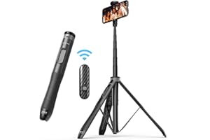 ATUMTEK 51" Selfie Stick Tripod, All in One Extendable Phone Tripod Stand with Bluetooth Remote 360° Rotation for iPhone and Android Phone Selfies, Video Recording, Vlogging, Live Streaming, Black