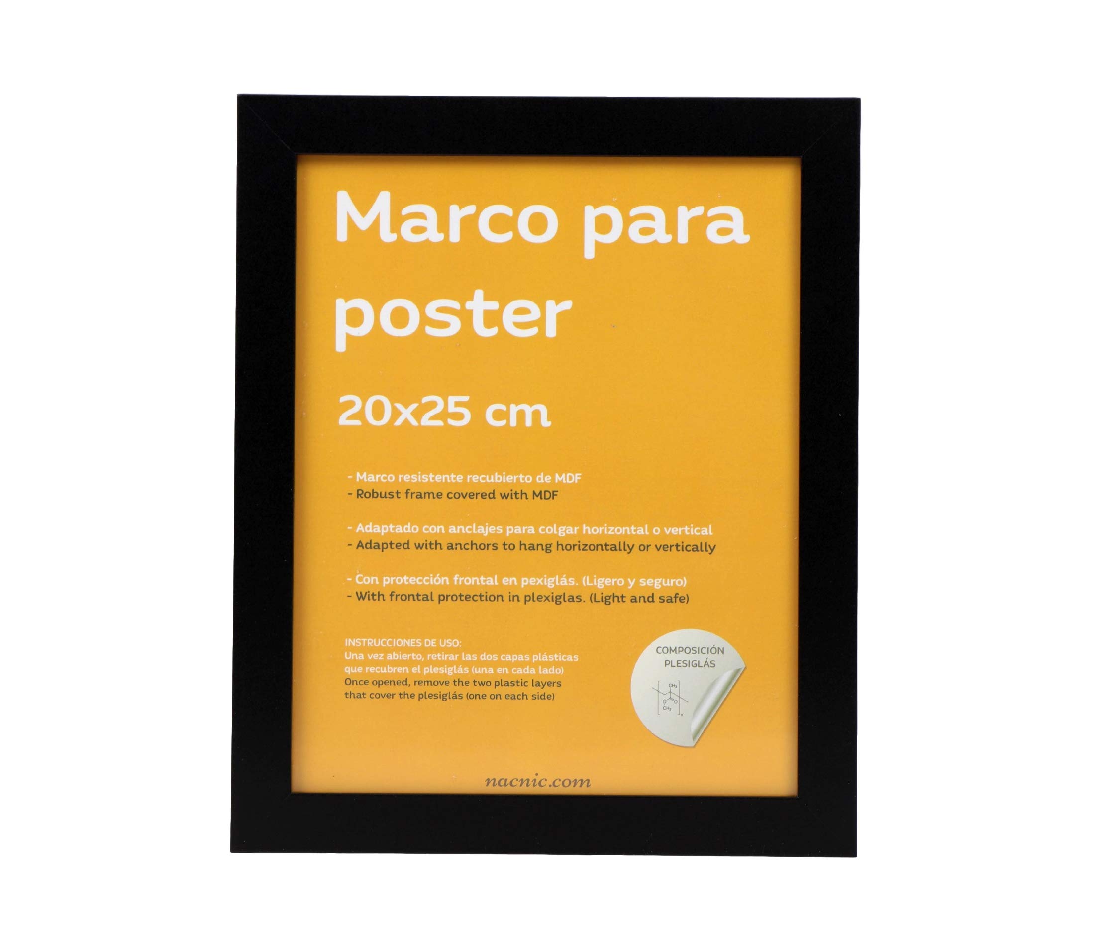 Nacnic Marco Black 20x25cm size. Black framework for photos, posters, Diplomas, ...