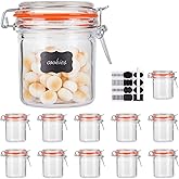 Encheng Glass Jars With Airtight Lids, Mason Jars 8 oz,Glass Jar With Leak Proof Rubber Gasket 250ml,Storage Jars With Hinged Lid for Home and Kitchen,12 Pack