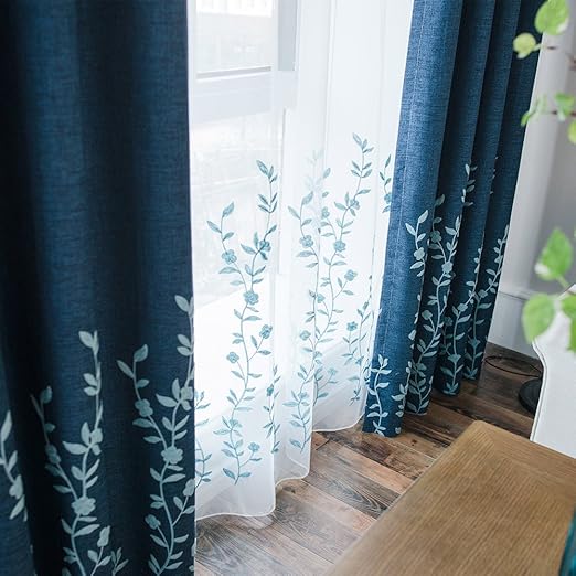 Amazon Com Melodieux Flower Embroidery Sheer Curtains For Bedroom