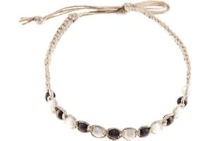 BlueRica Hemp Anklet with Cat's Eye Beads, One Size, Hemp