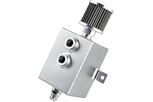 JDMON 10AN 2L Oil Catch Can, Universal Built-in Baffled Aluminum Oil Reservoir Separator Tank with Breather Filter, Mounting Bracket, Drain Valve, Adapters, Large Capacity Catch Can, Sliver