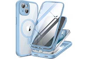 TIESZEN Magnetic for iPhone 15 Plus Case, [Dustproof Design] Compatible with Magsafe, Built-in Privacy Screen Protector & 9H Tempered Glass Screen Protector & Upgraded Camera Protection, Sky Blue