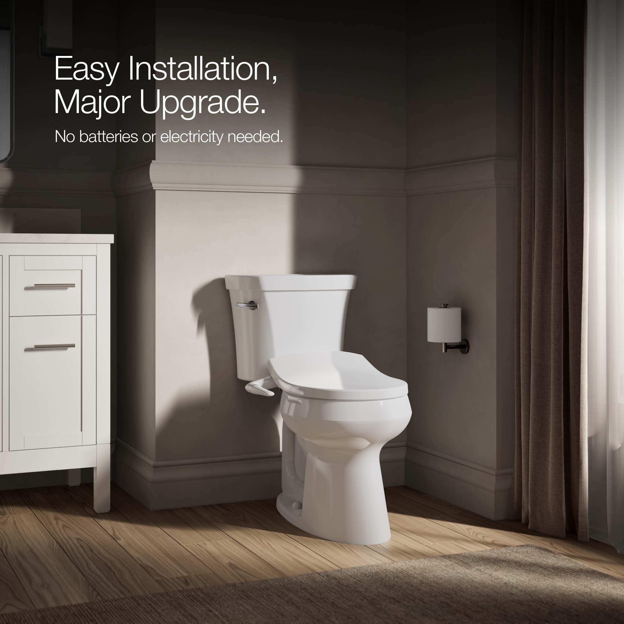 Kohler PureWash M250 Manual Round Bidet Toilet Seat, White, Quiet-Close Lid Prevents Slamming, Easy Installation with Quick-Release Hinges, Adjustable Spray Position & Pressure