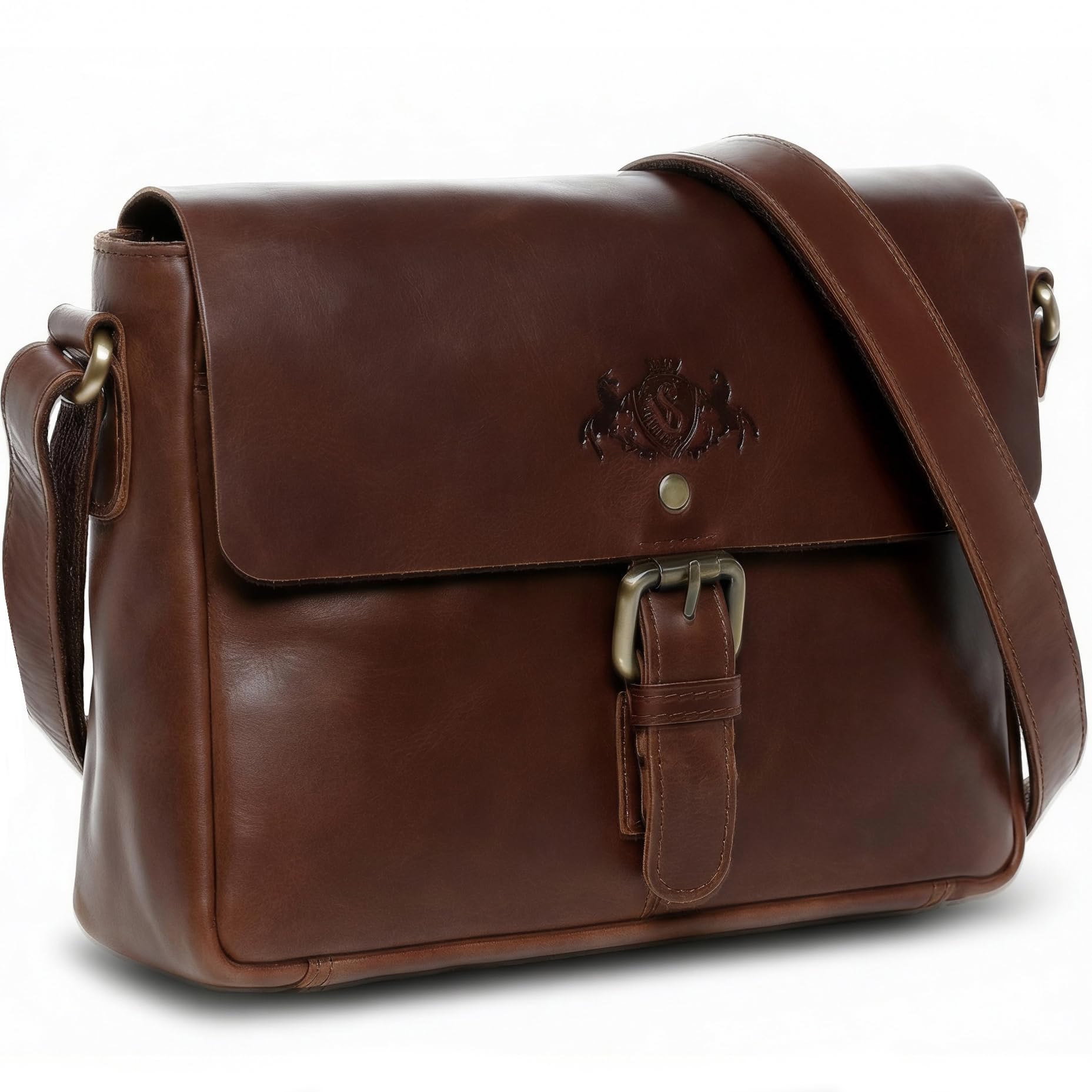 SID & VAIN Messenger Bag Yale Small Shoulder Bag Real Leather Cross-Body Bag Leather Bag Women and Men