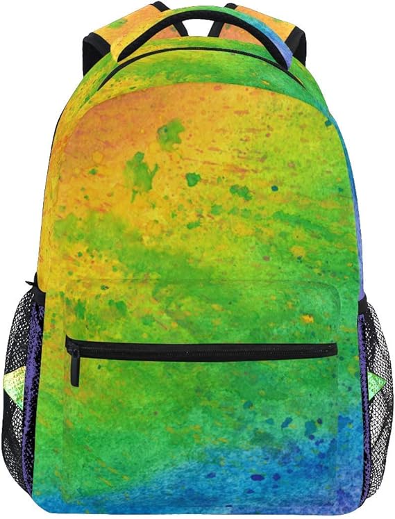 Rainbow Abstract Watercolor Spray Painting Backpacks Travel Laptop