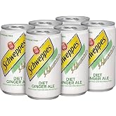 Schweppes Ginger Ale Zero Sugar Soda, 7.5oz cans, 6pk