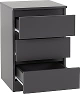 Seconique Malvern Trio Set Grey 2 Door Wardrobe & 3 Drawer Bedside view 9