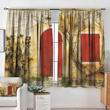 Amazon Com Pricetextile Shutters Rod Curtains Aged Doors Tuscan