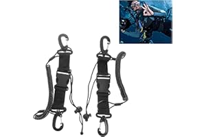 Heavy-Duty Scuba Lanyard Set (2-Pack) | Quick-Release Coiled Leash for Underwater Cameras/Lights | Corrosion-Proof Clip & Web