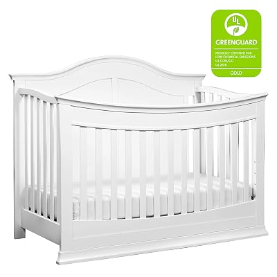 Meadow 4-in-1 Convertible Crib with Complete Toddler Mattress with Hypoallergenic Waterproof Cover