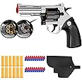 Toy Gun，Soft Bullet Revolver, Game Slingshot Toy Gun, Foam Blaster with Sponge Bullets, for Children Ages 8 and up (Silver)