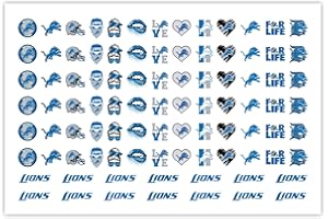 DXH NAIL CO. Detroit Michigan Football Nail Decals Water Transfer Nail Art Fun Sporty Chic Nail Designs Manicure Accessories, Blue