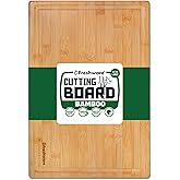 Bamboo Cutting Boards for Kitchen with Juice Groove [Extra-Large] Wood Cutting Board for Chopping Meat, Vegetables, Fruits, Cheese, Knife Friendly Serving Tray with Handles, 18 x 12.5 Inch