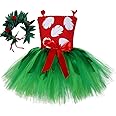Tutu Dreams Summer Hawaiian Red Green Tutu Dress for Girls 1-12Y with Tropical Fern Leaf Headband Birthday Party Gifts