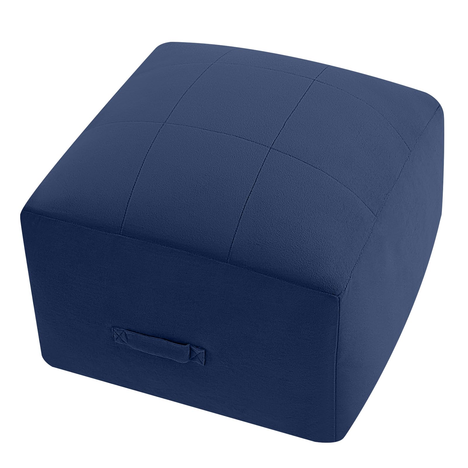 Photo 1 of ** SIMILAR IMAGE***MeMoreCool Square Stuffed Pouf Ottoman Foot Rest, Floor Pouf Foot Stool with Foam Chunk Filling, Soft Stuffed Ottoman Footrest for Living Room, Navy